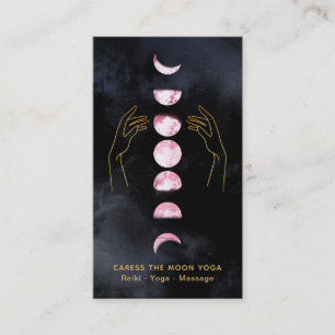 *~* Caress the roze moon Phases + Hands Celestial Visitekaartje