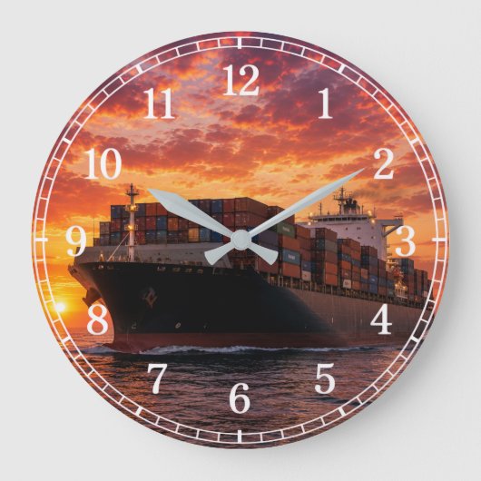 Cargo Ship Wall Clock — Industrial Maritime Design Grote Klok (Voorkant)