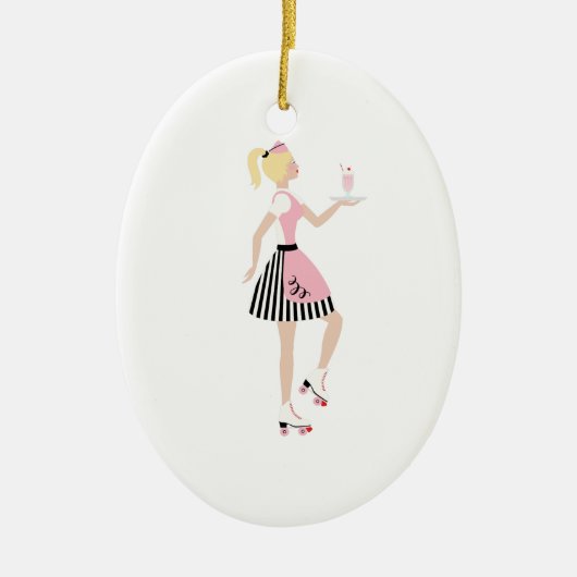 Carhop Girl Keramisch Ornament (Voorkant)