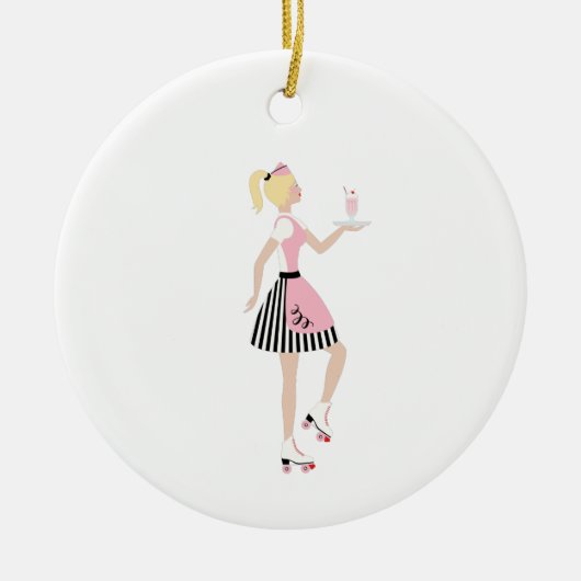Carhop Girl Keramisch Ornament (Voorkant)