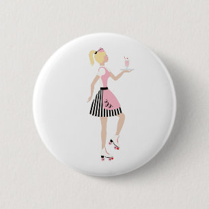 Carhop Girl Ronde Button 5,7 Cm