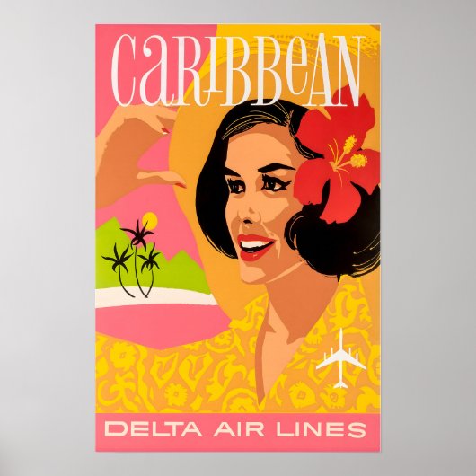 Caribbean Art Print Delta Airlines Travel Poster  (Voorkant)