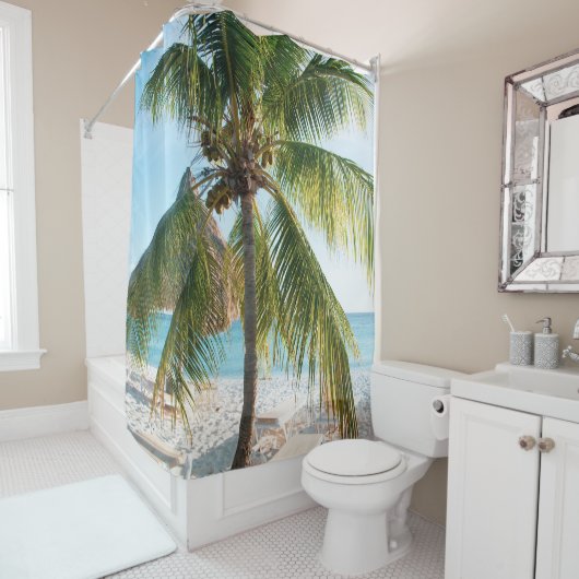 Caribbean Beach Bliss #1 #muur #kunst Douchegordijn (In situ)