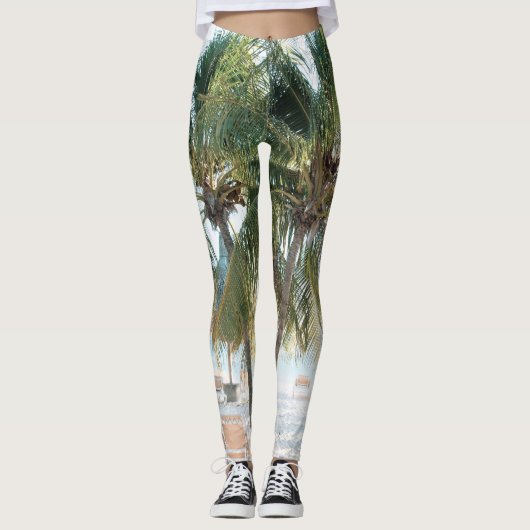 Caribbean Beach Bliss 7 #reizen #kunst Leggings (Voorkant)