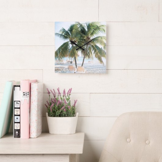 Caribbean Beach Bliss 7 #reizen #kunst Vierkante Klok (Leeskamer)