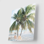 Caribbean Beach Bliss 7 #reizen #kunst Vierkante Klok (Hoek)