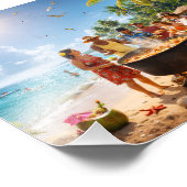 Caribbean Beach Feast Under the Golden Sun Foto Afdruk (Hoek)