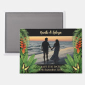 Caribbean Beach Wedding Tropical Save the Date Magneet (Voorkant / Achterkant)