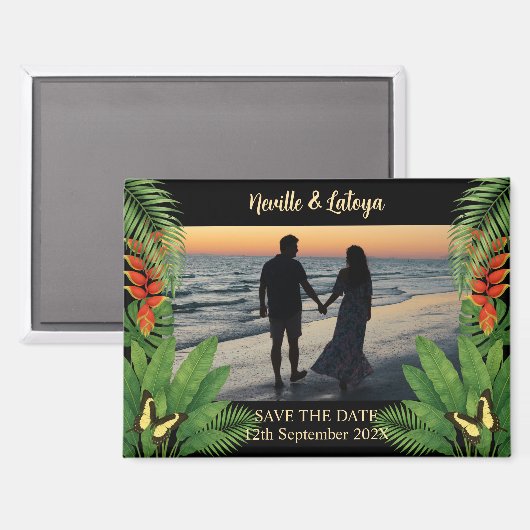 Caribbean Beach Wedding Tropical Save the Date Magneet (Voorkant / Achterkant)