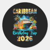Caribbean Birthday Trip 2026 Family Birthday Cruis Ronde Sticker (Voorkant)