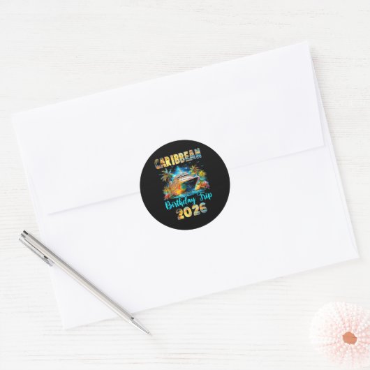 Caribbean Birthday Trip 2026 Family Birthday Cruis Ronde Sticker (Envelop)