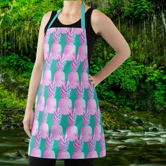 Caribbean Blue Colorful Pineapples  Schort