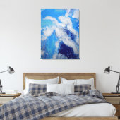 Caribbean Blue Turquoise Navy White Fluid Abstract Canvas Afdruk (Insitu (Slaapkamer))