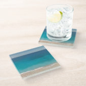 Caribbean Blue Zee en Shore Modern Glazen Onderzetter (Schuin)