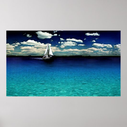 Caribbean Boat Waterverf Poster Print (Voorkant)
