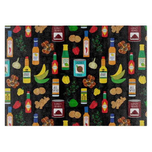 Caribbean Chef Jamaicaanse gerechten Patroon Snijplank (Voorkant)