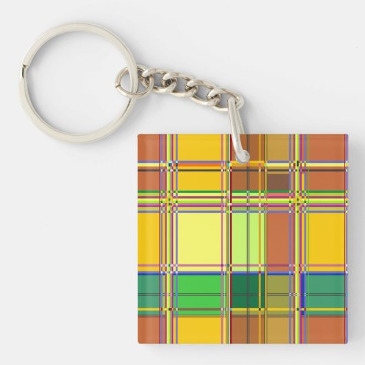 Caribbean Colorful Fabric Madras Tartan Sleutelhanger (voorkant)