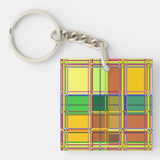 Caribbean Colorful Fabric Madras Tartan Sleutelhanger (voorkant)