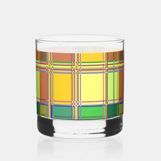 Caribbean Colorful Fabric Madras Tartan Whisky Glas (Achterkant)