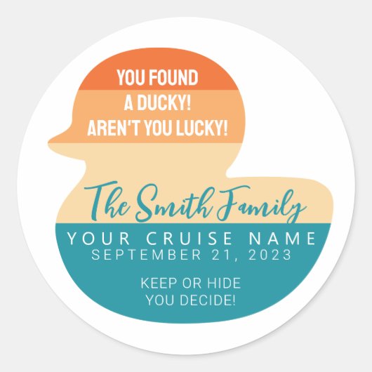 Caribbean Cruise Duck Ronde Sticker (Voorkant)