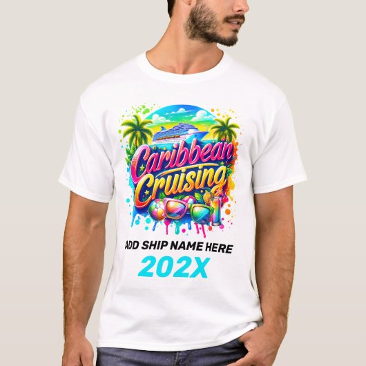Caribbean Cruise vakantie Shirt gepersonaliseerd (Voorkant)