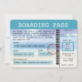Caribbean Dreams Wedding Boarding Pass uitnodiging (Voorkant)