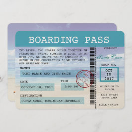 Caribbean Dreams Wedding Boarding Pass uitnodiging