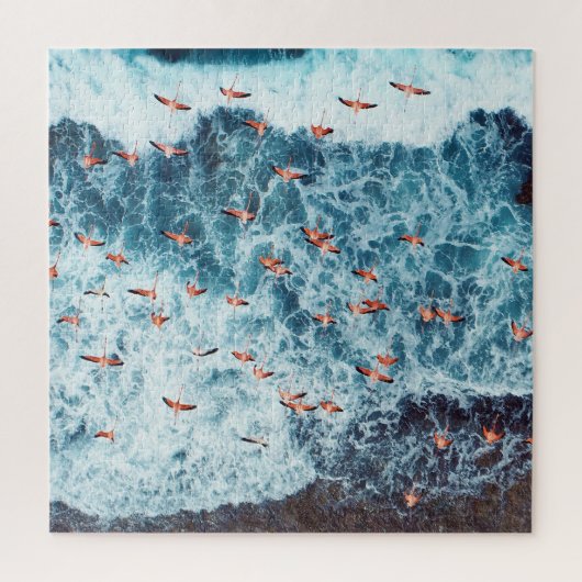 Caribbean Flamingo's: Natuur's vluchtscène Legpuzzel (Verticaal)