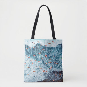 Caribbean Flamingo's: Natuur's vluchtscène Tote Bag