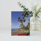 CARIBBEAN, Grenada, St George, Boats on palm Briefkaart (Staand voorkant)