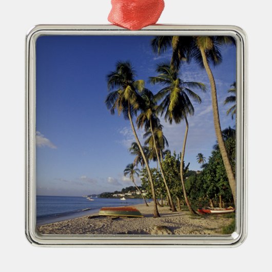 CARIBBEAN, Grenada, St. George, Boats on palm Metalen Ornament (Voorkant)