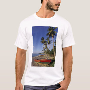CARIBBEAN, Grenada, St. George, Boats on palm T-shirt