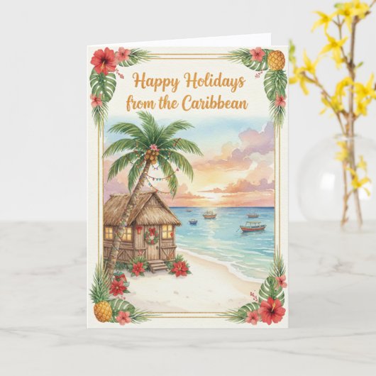 'Caribbean Holidays' Folded Greeting Card Kaart (Gele Bloem)