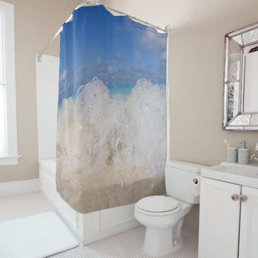 Caribbean Island Wave Love 2 Douchegordijn (In situ)