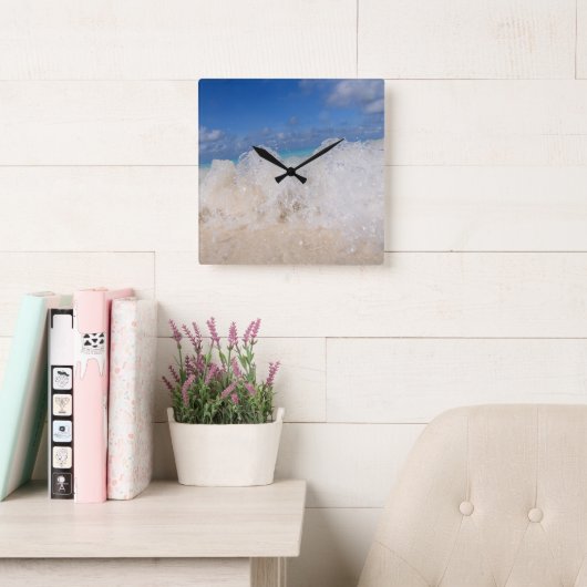 Caribbean Island Wave Love 2 Vierkante Klok (Leeskamer)