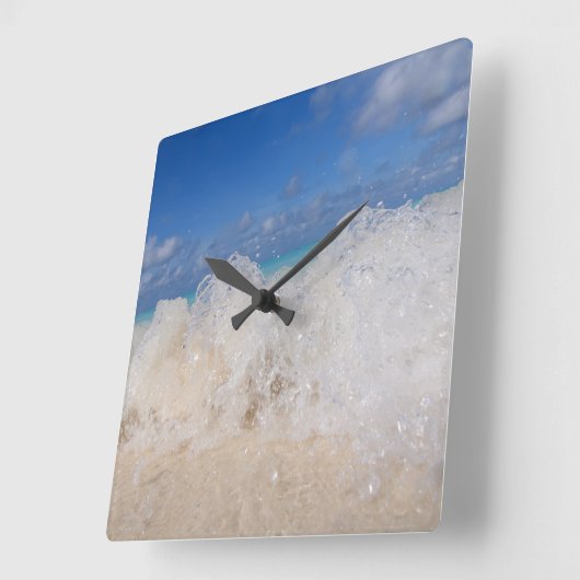 Caribbean Island Wave Love 2 Vierkante Klok (Hoek)