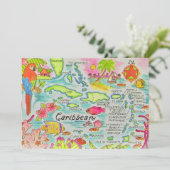 Caribbean Islands 5x7 Map Big Postcard (Staand voorkant)