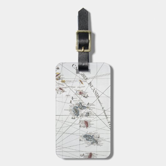 CARIBBEAN: KAART, 1775 BAGAGELABEL (Voorkant verticaal)