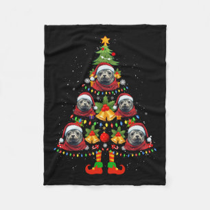 Caribbean Monk Seal Hond Santa Hoed Kerstboom X Fleece Deken