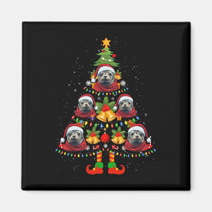 Caribbean Monk Seal Hond Santa Hoed Kerstboom X Magneet