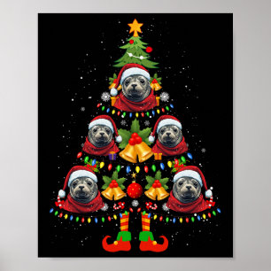 Caribbean Monk Seal Hond Santa Hoed Kerstboom X Poster