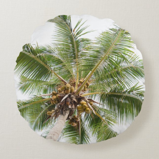 Caribbean Paradise Palms 4 Rond Kussen (Voorkant)