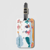 Caribbean Pirates Island Ocean Whale Boys Bagagelabel (Voorkant (verticaal))