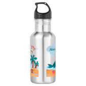 Caribbean Pirates Island Ocean Whale Boys Waterfles (Achterkant)