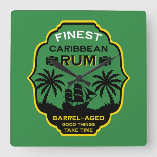 Caribbean Rum Gift Vierkante Klok (Voorkant)