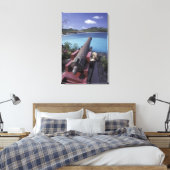 CARIBBEAN, St. Barts, Connon die naar de baai van Canvas Afdruk (Insitu (Slaapkamer))