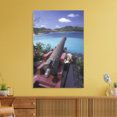 CARIBBEAN, St. Barts, Connon die naar de baai van Canvas Afdruk (Insitu (Woonkamer))
