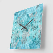 Caribbean Summer Mermaid Scales 1 Vierkante Klok (Hoek)