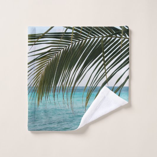 Caribbean Sunrise Ocean Palm 1 Bad Handdoek (Wasdoekje)