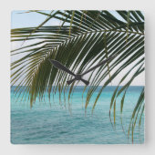 Caribbean Sunrise Ocean Palm 1 Vierkante Klok (Voorkant)